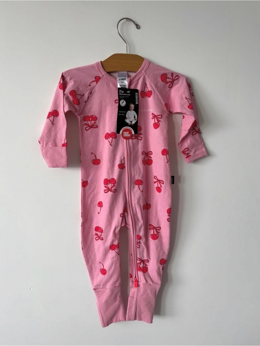 Bonds Pink Cherry Zip-Up Footie